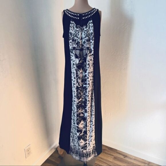 Style&Co Black & White Studded Neckline Maxi Dress MEDIUM - Picture 4 of 13